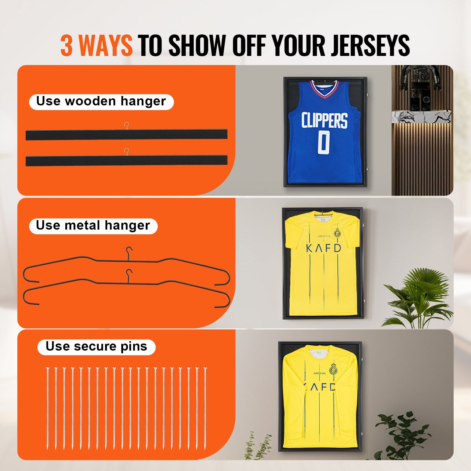 2Pcs Jersey Display Frame Case Lockable Shadow Box with UV Protection