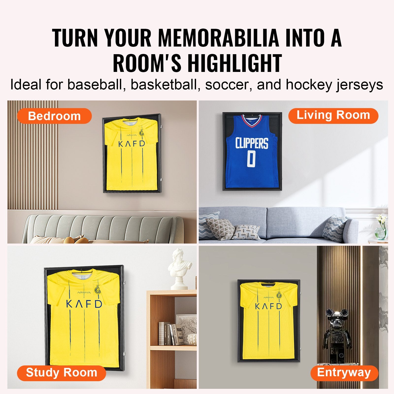 2Pcs Jersey Display Frame Case Lockable Shadow Box with UV Protection