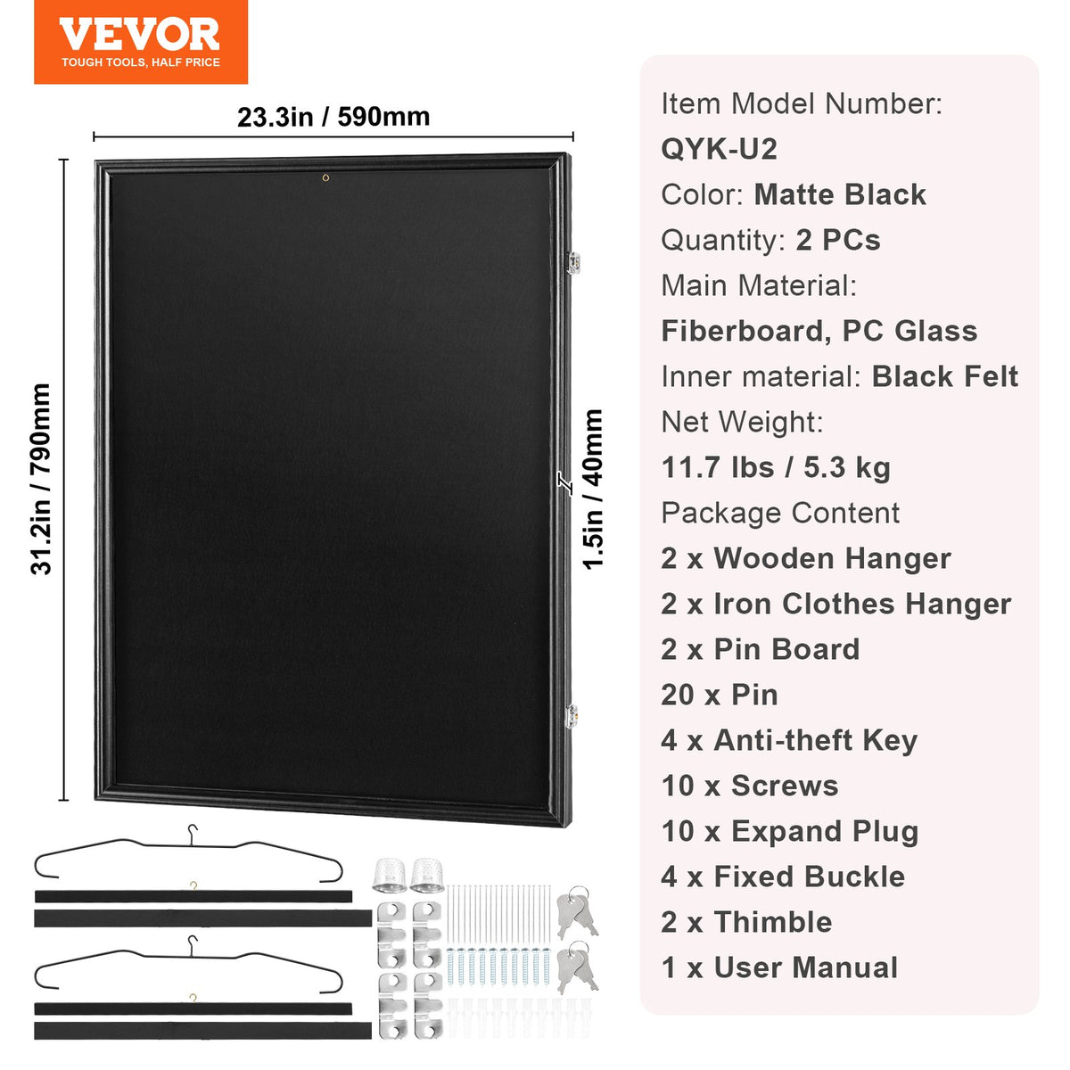 2Pcs Jersey Display Frame Case Lockable Shadow Box with UV Protection