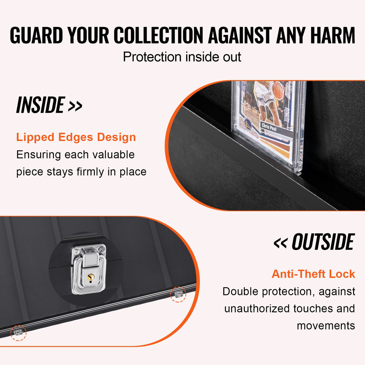 35 Graded Sports Card Display Case Lockable Wall Cabinet with UV Protection