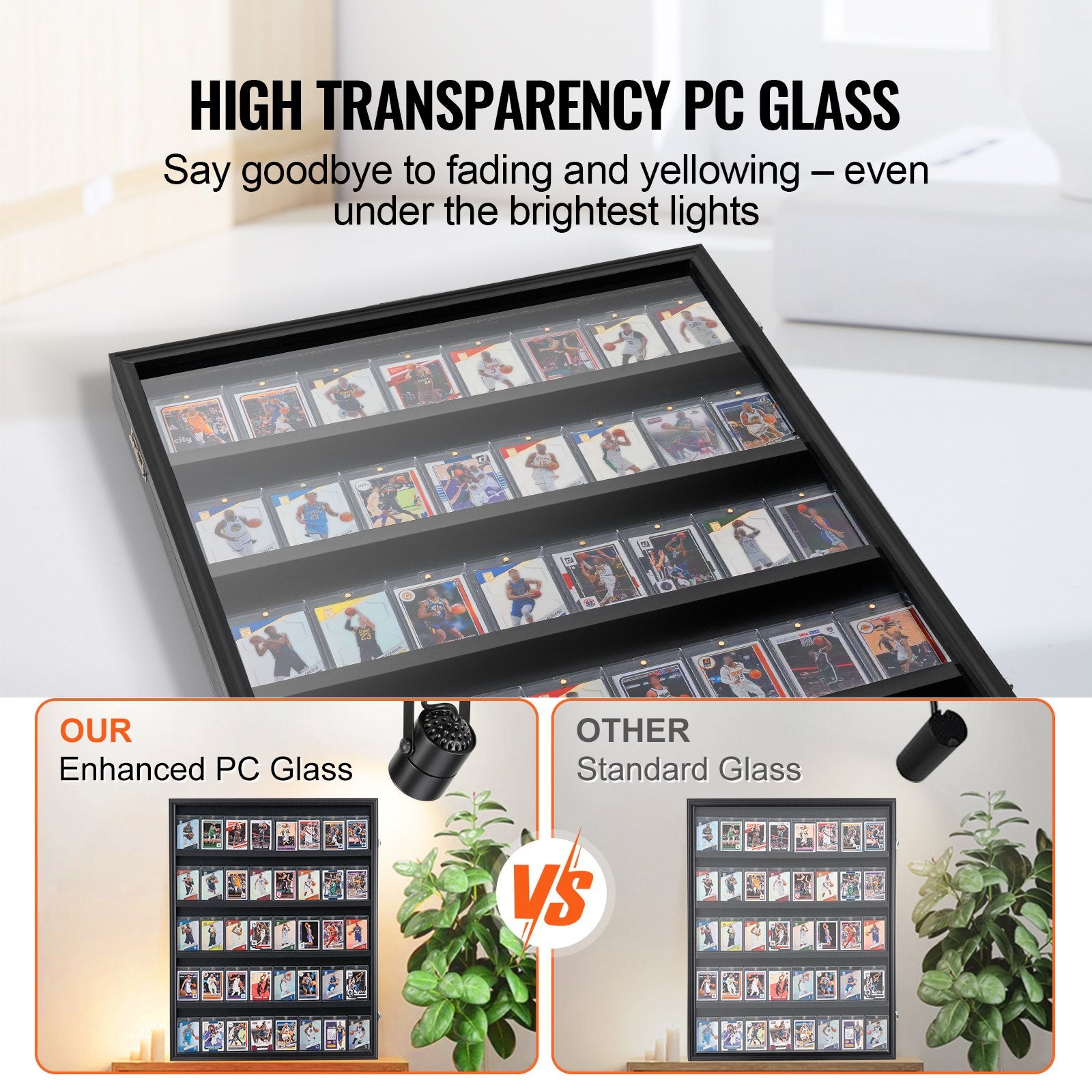 35 Graded Sports Card Display Case Lockable Wall Cabinet with UV Protection