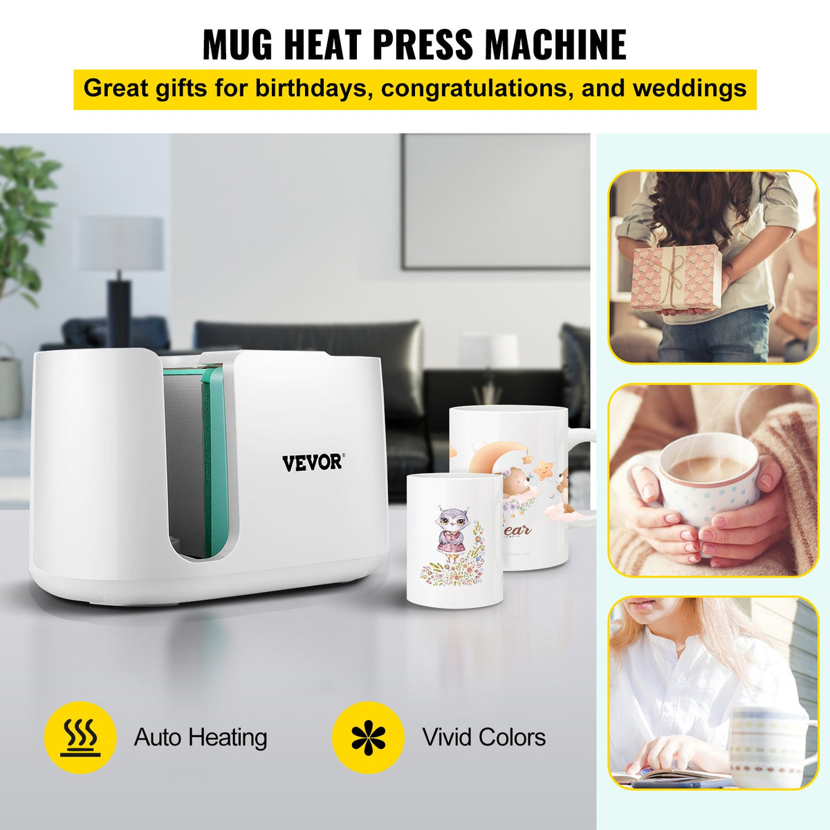 Mug Press Machine Automatic Heat Press for 11-15oz Sublimation Coffee Cups