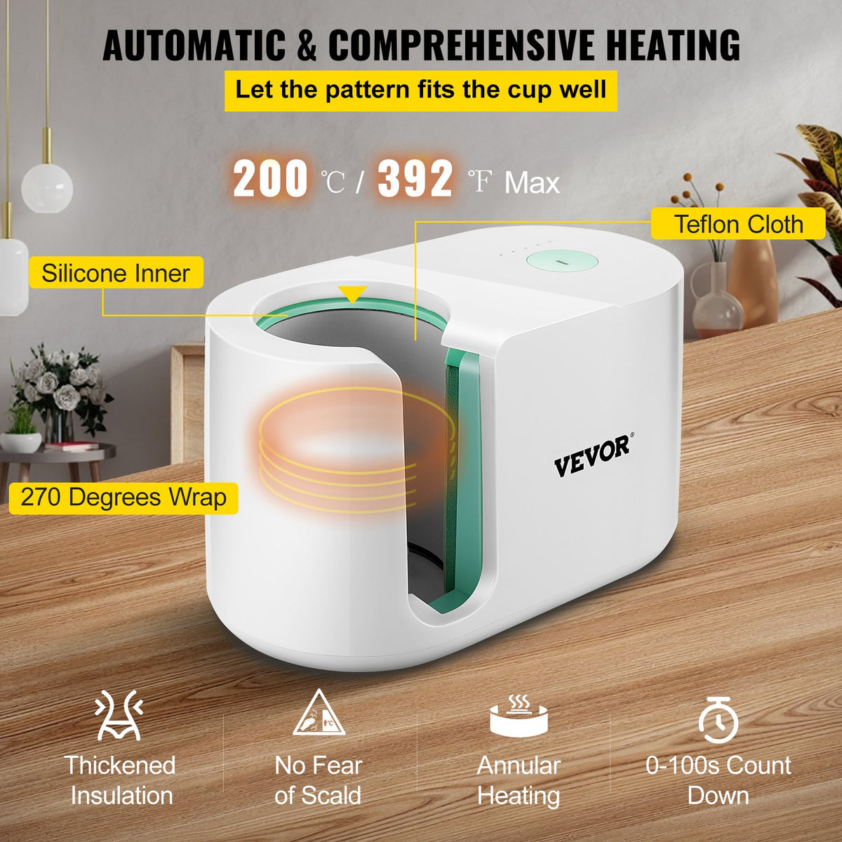 Mug Press Machine Automatic Heat Press for 11-15oz Sublimation Coffee Cups