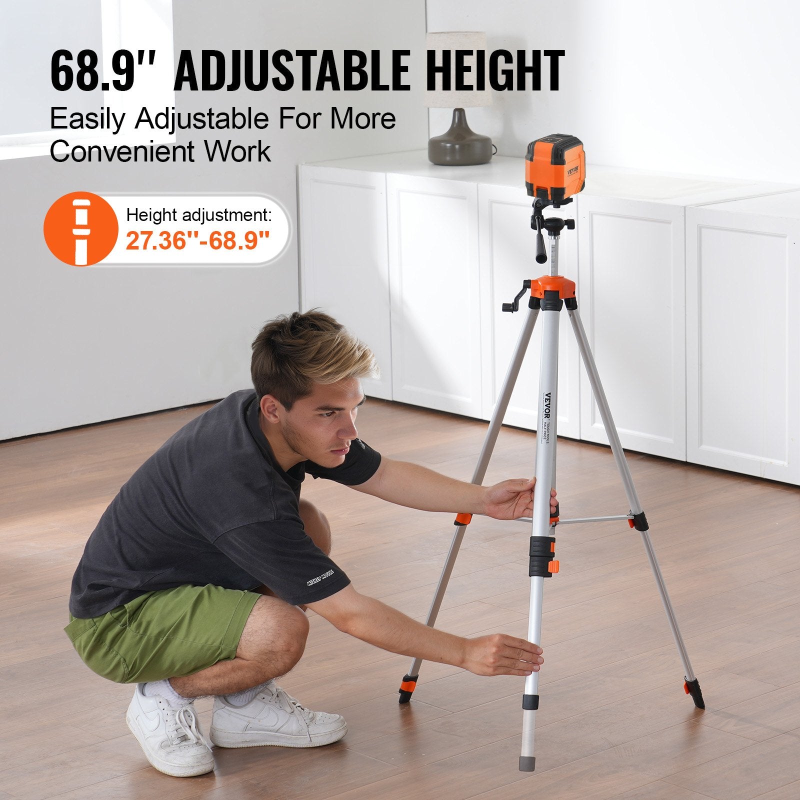 Laser Level Tripod, 1/4 x 20 Thread, 27.36-68.11 Inch Height Adjustable Stand
