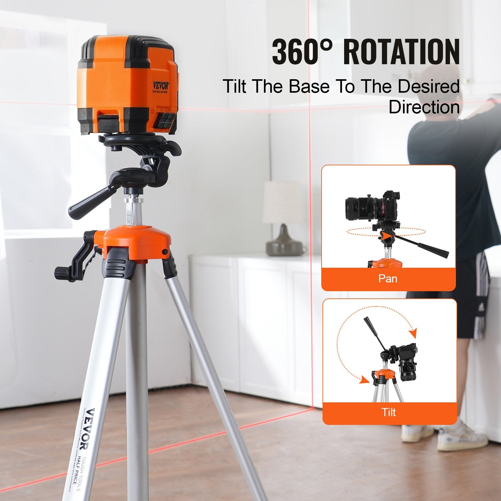 Laser Level Tripod, 1/4 x 20 Thread, 27.36-68.11 Inch Height Adjustable Stand