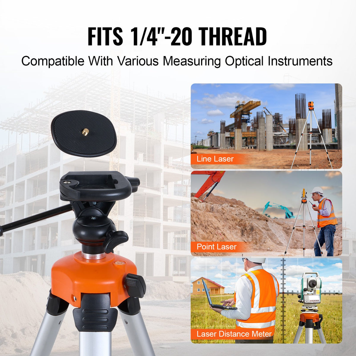 Laser Level Tripod, 1/4 x 20 Thread, 27.36-68.11 Inch Height Adjustable Stand