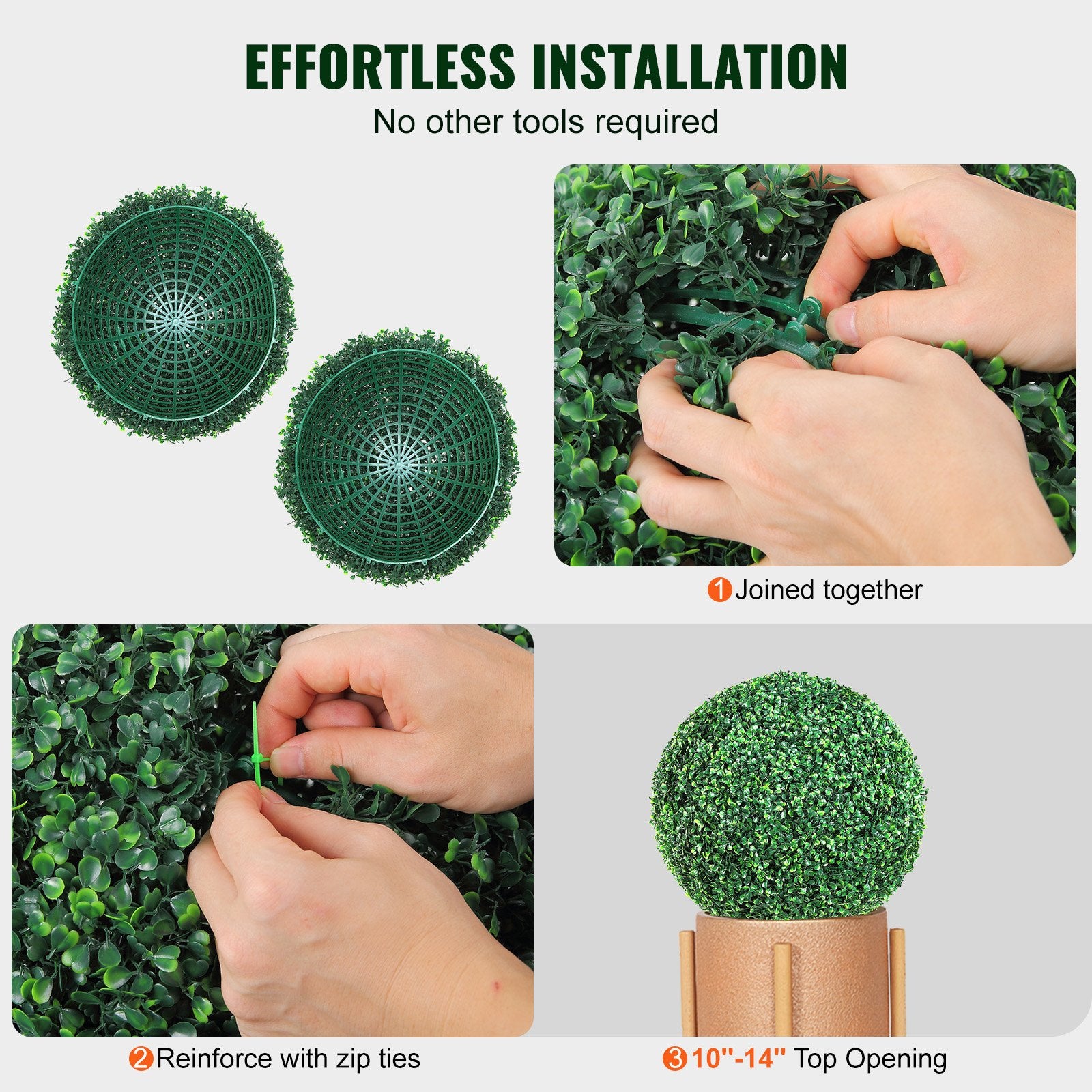 2PCS 16in Artificial Boxwood Topiary Trees Ball Shape Faux Plants for Home Décor