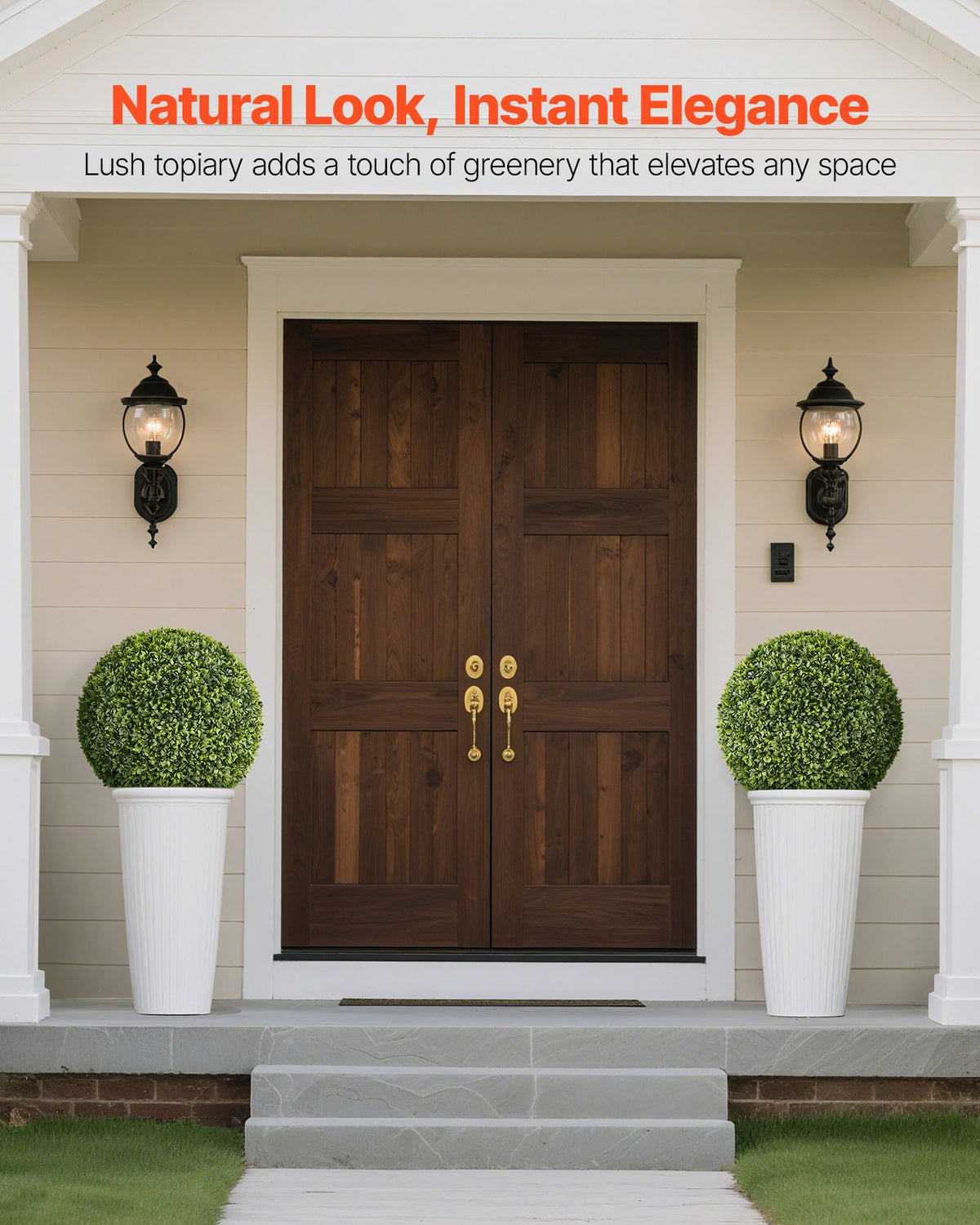 Artificial Topiary Ball 584mm Faux Boxwood Realistic Silk Indoor Outdoor Green