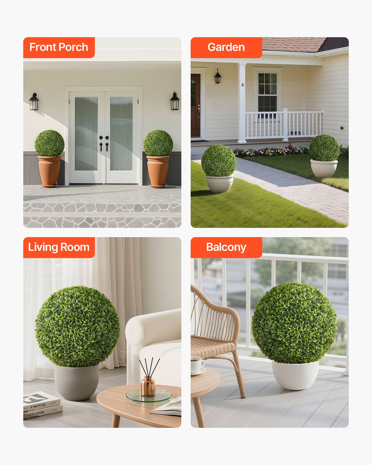 Artificial Topiary Ball 584mm Faux Boxwood Realistic Silk Indoor Outdoor Green