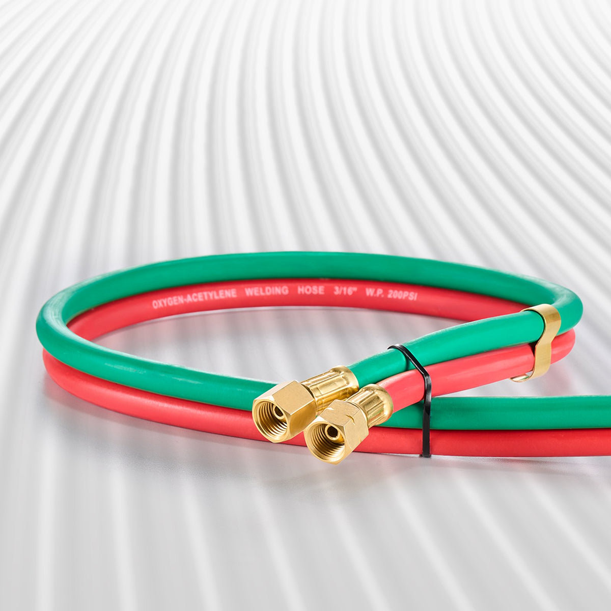 Oxygen Acetylene Hose 1/4in x 25FT 300PSI R Grade Twin Hose 9/16-18 LH/RH B