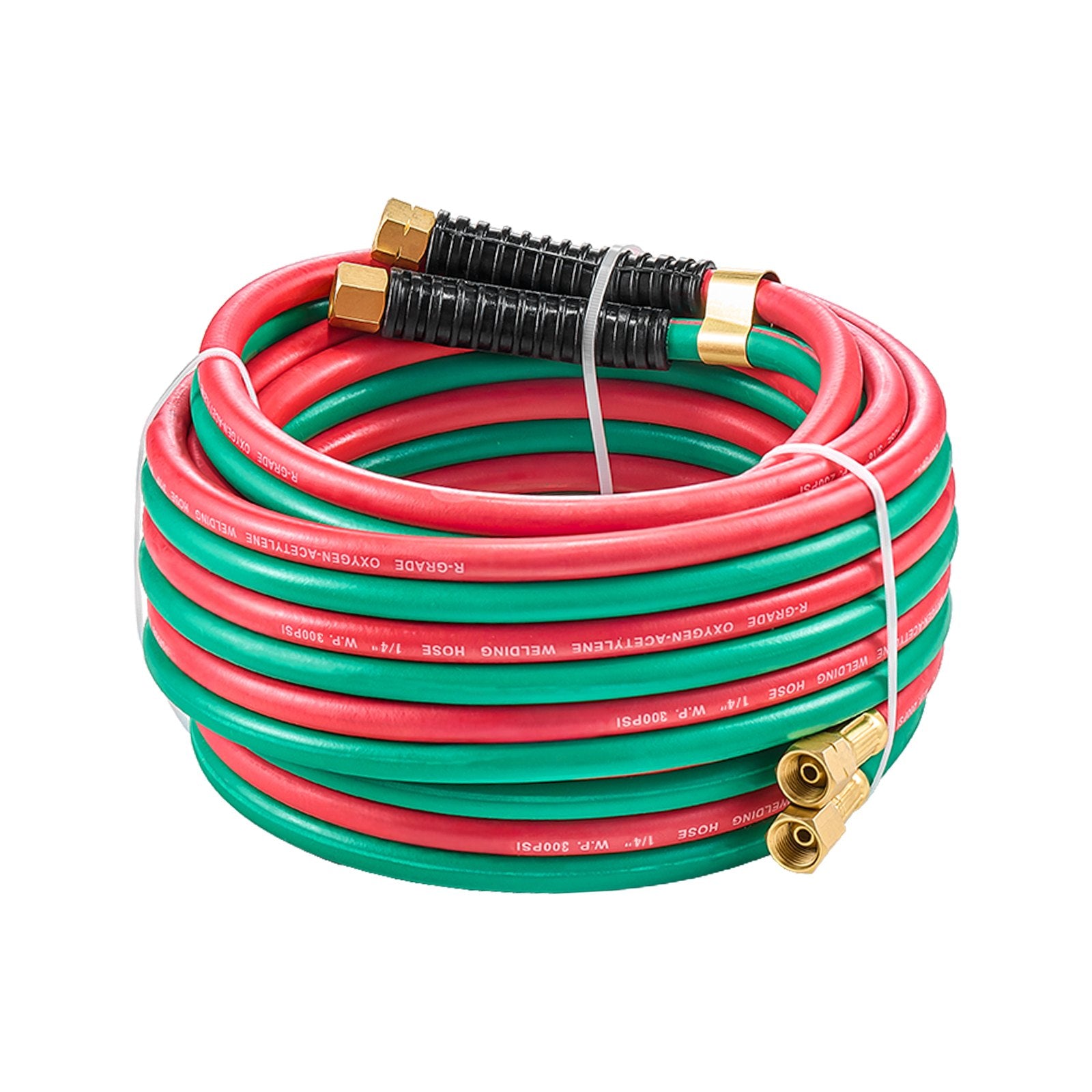 Oxygen Acetylene Hose 1/4in x 25FT 300PSI R Grade Twin Hose 9/16-18 LH/RH B