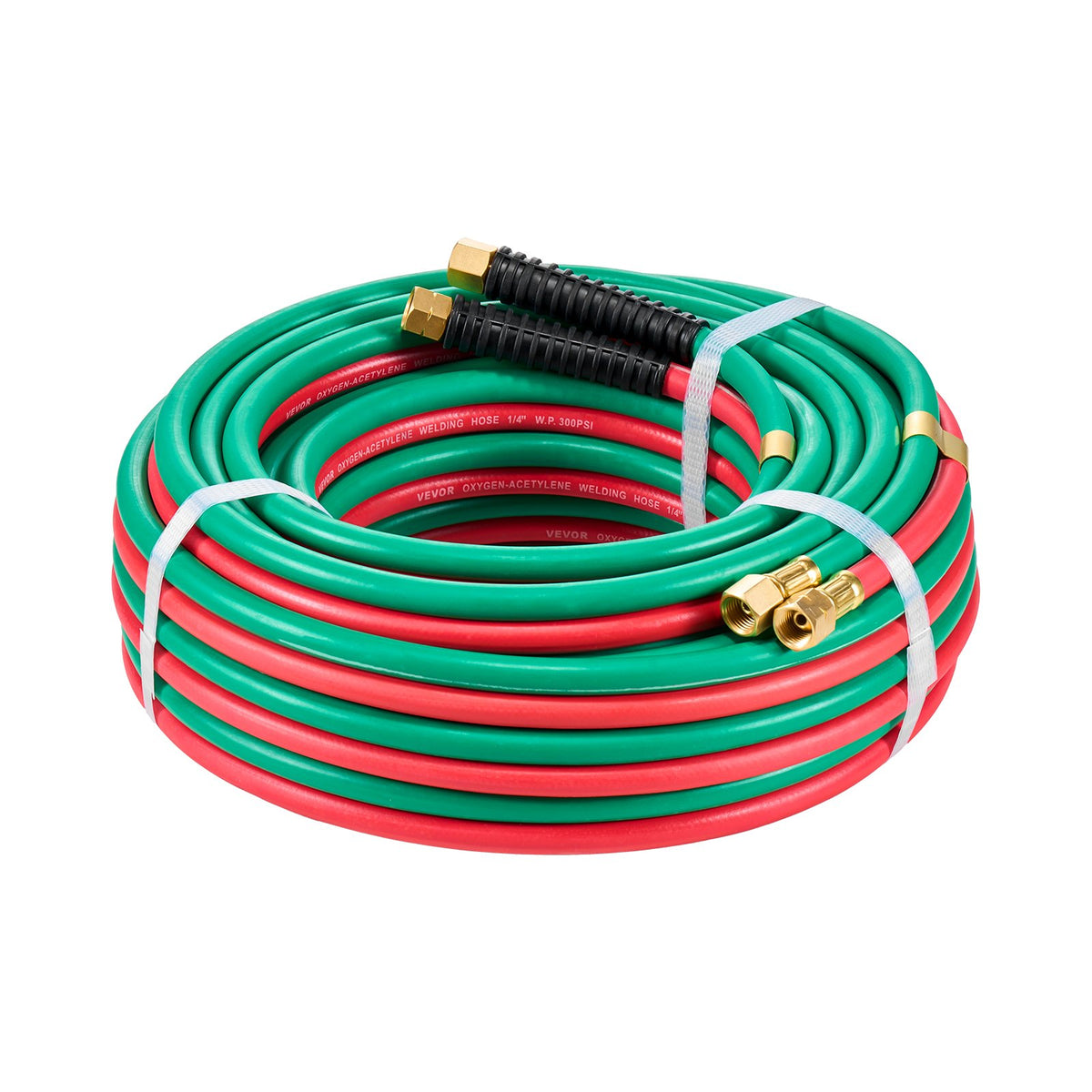 Oxygen Acetylene Hose 1/4"x50FT Twin Hose with 9/16"-18 LH/RH Fittings 300PSI
