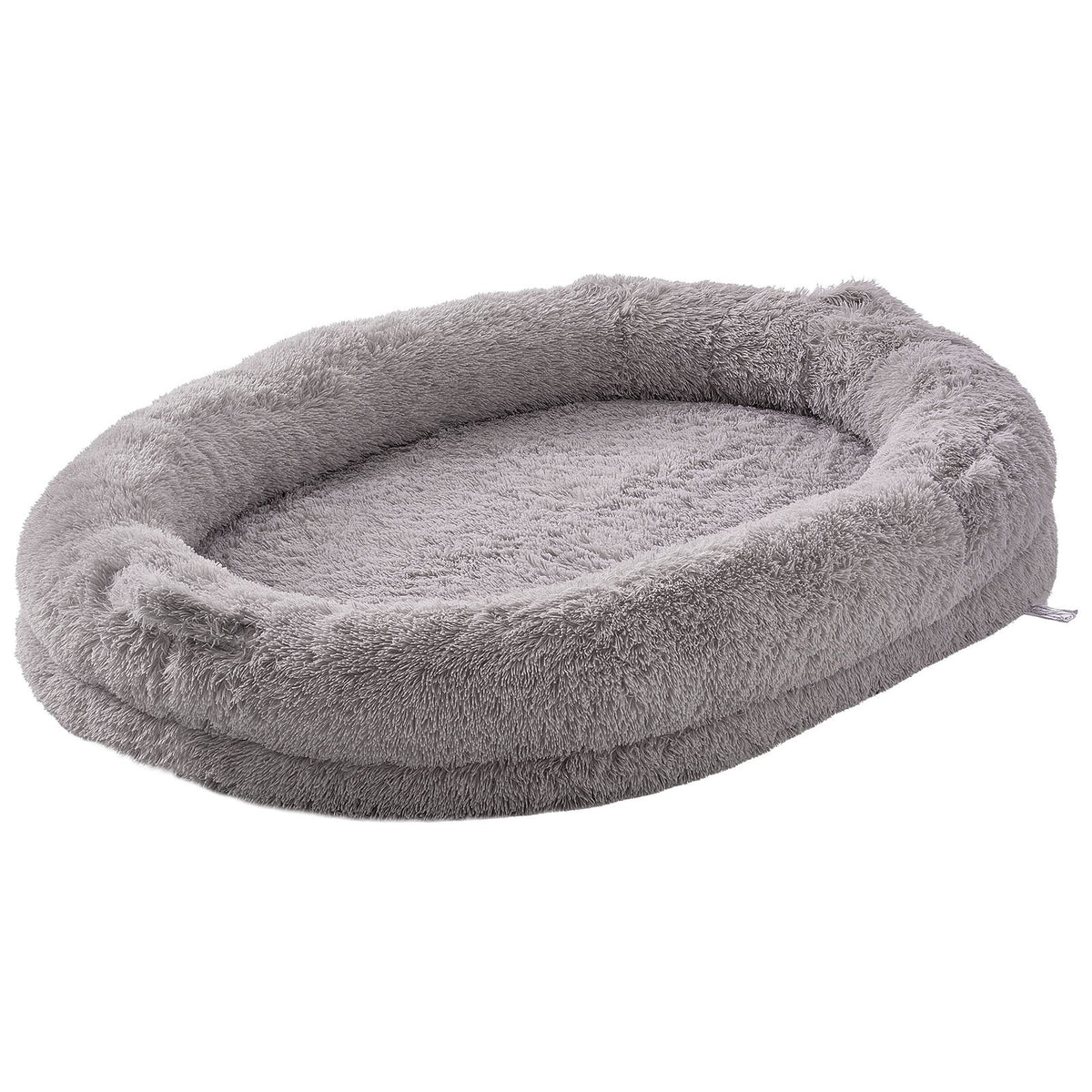 Human Dog Bed 1820x1220x250mm Adult Size Washable PV Velvet Egg Foam Light Grey