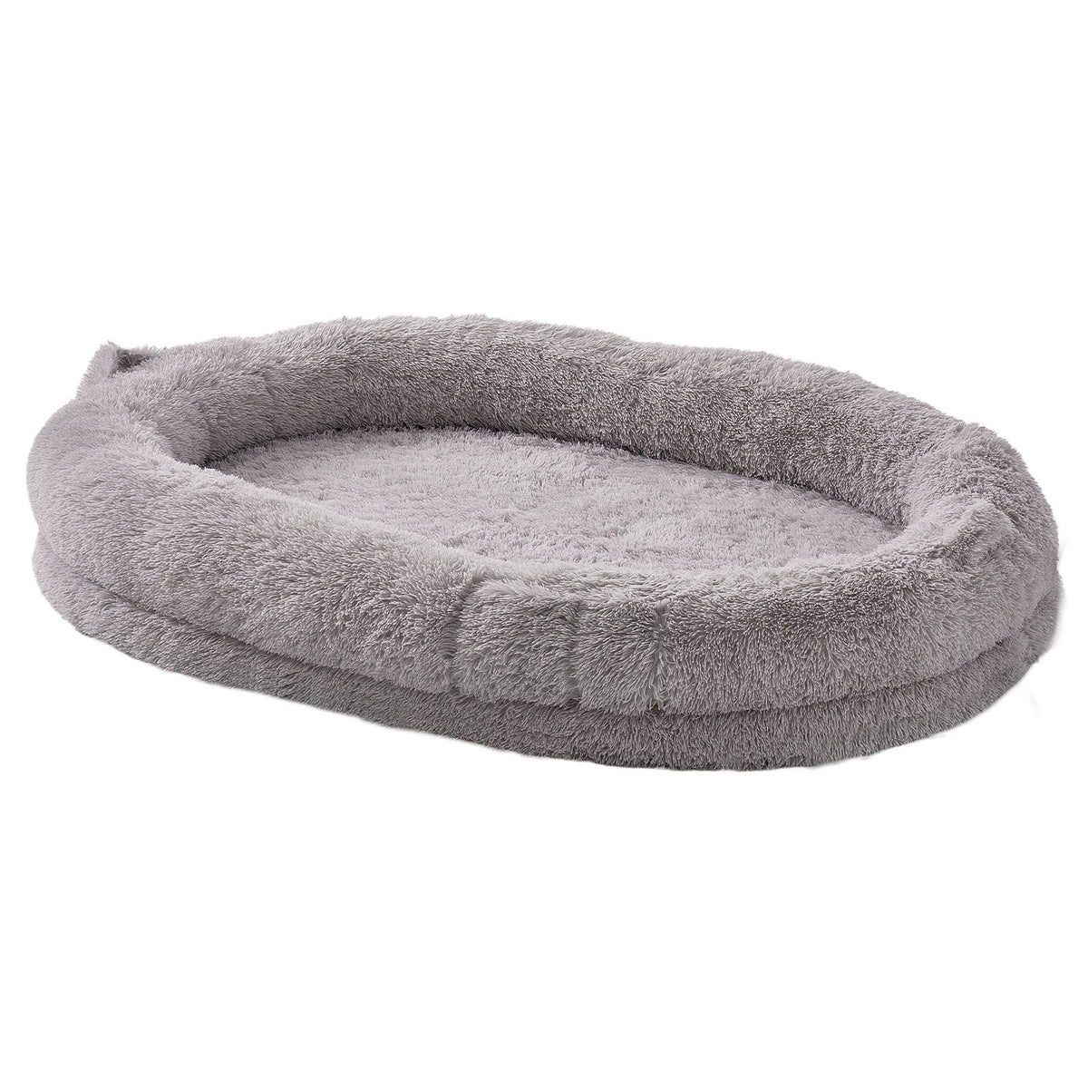 Human Dog Bed 1820x1220x250mm Adult Size Washable PV Velvet Egg Foam Light Grey