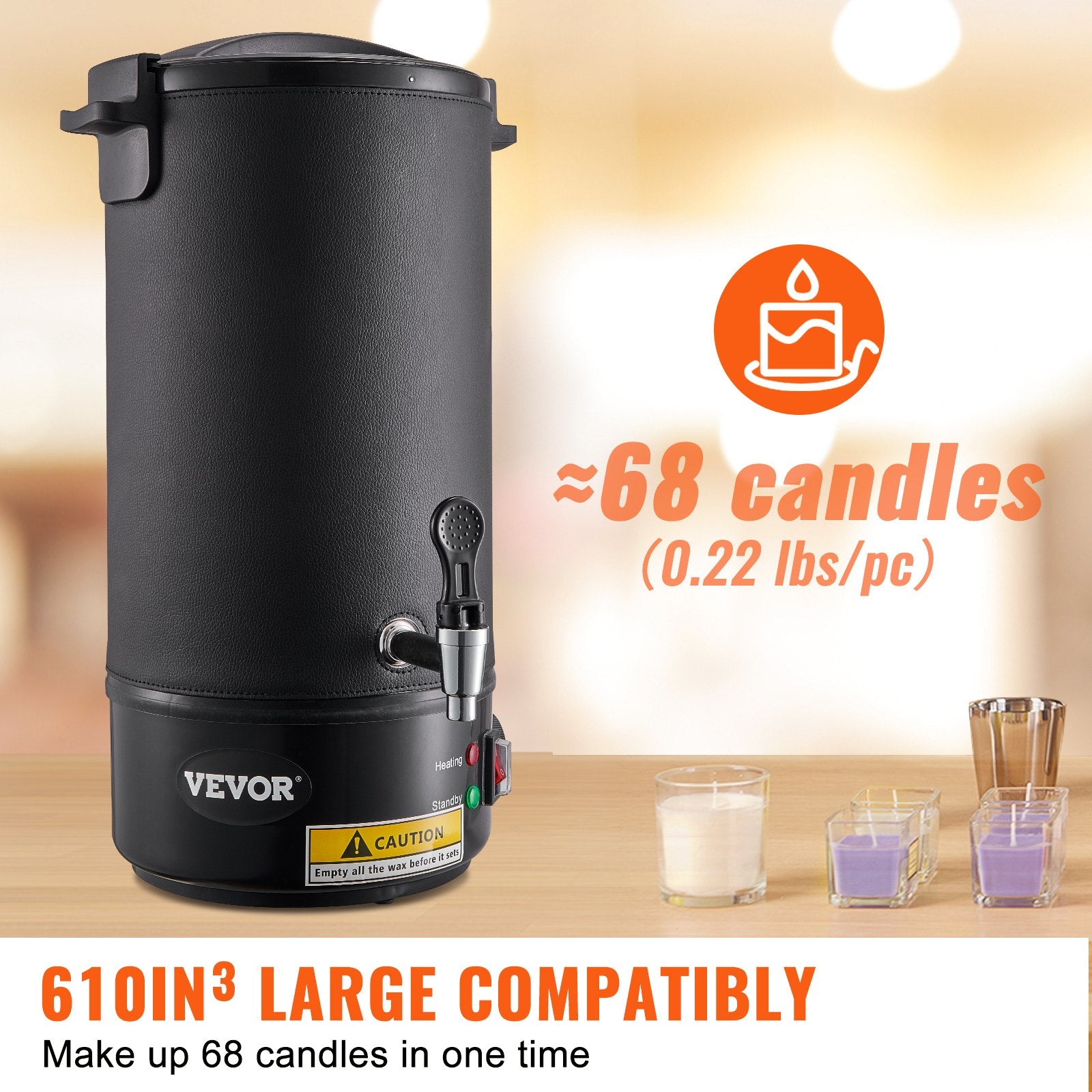 Wax Melter Electric 10 Liter Candle Making 9-Level Temp Control with Spout