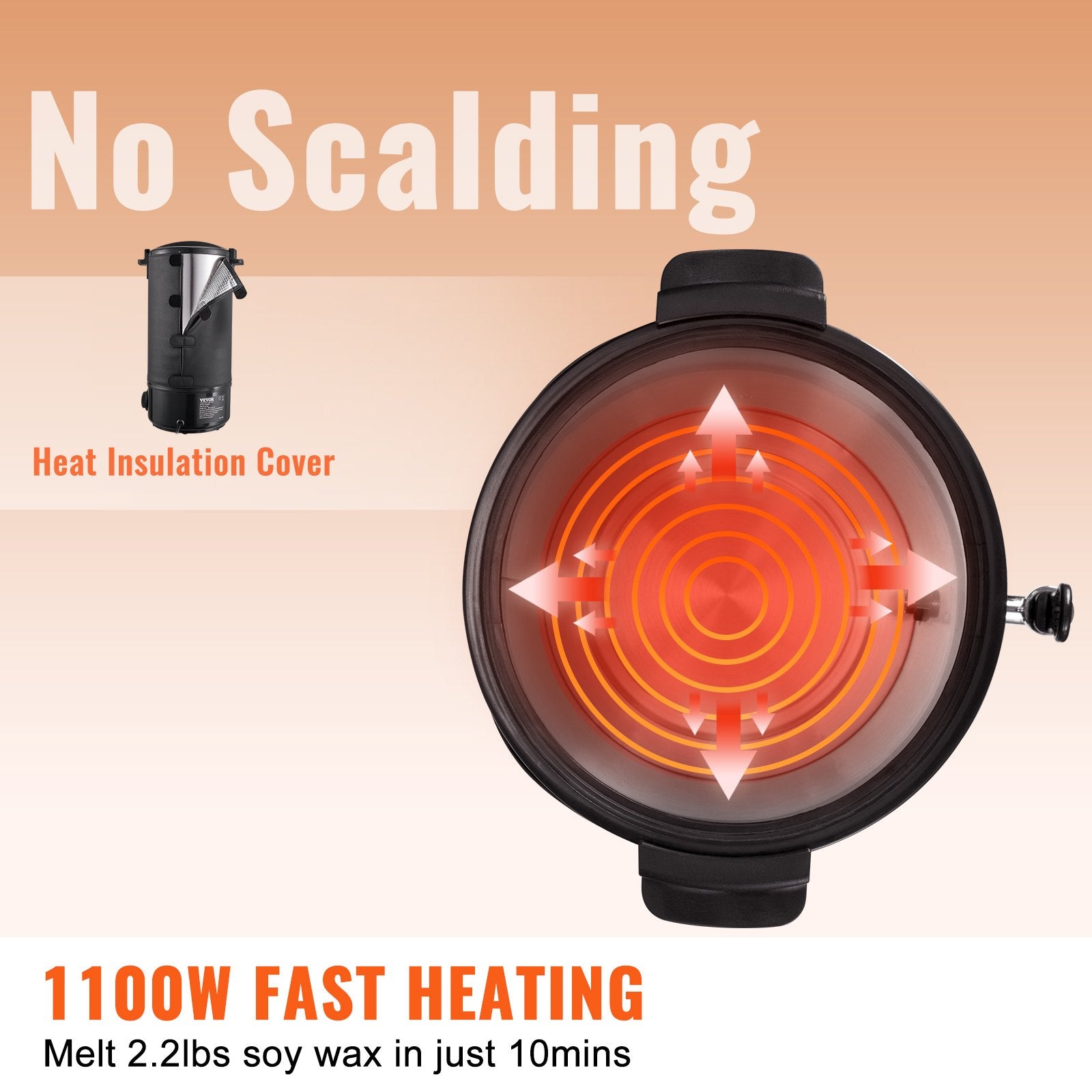 Wax Melter Electric 10 Liter Candle Making 9-Level Temp Control with Spout