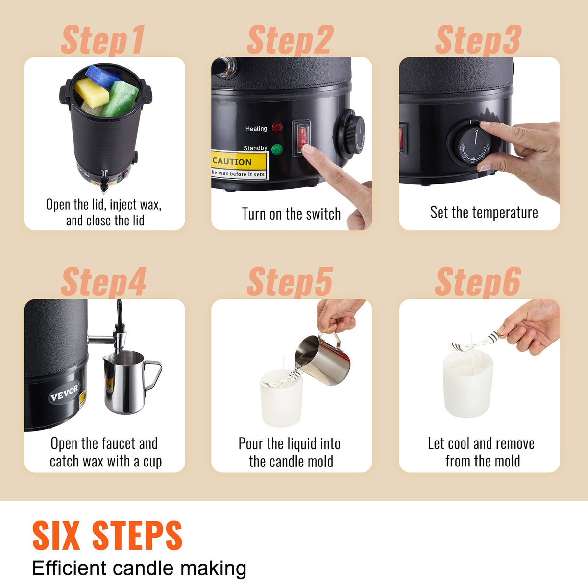 Wax Melter Electric 10 Liter Candle Making 9-Level Temp Control with Spout