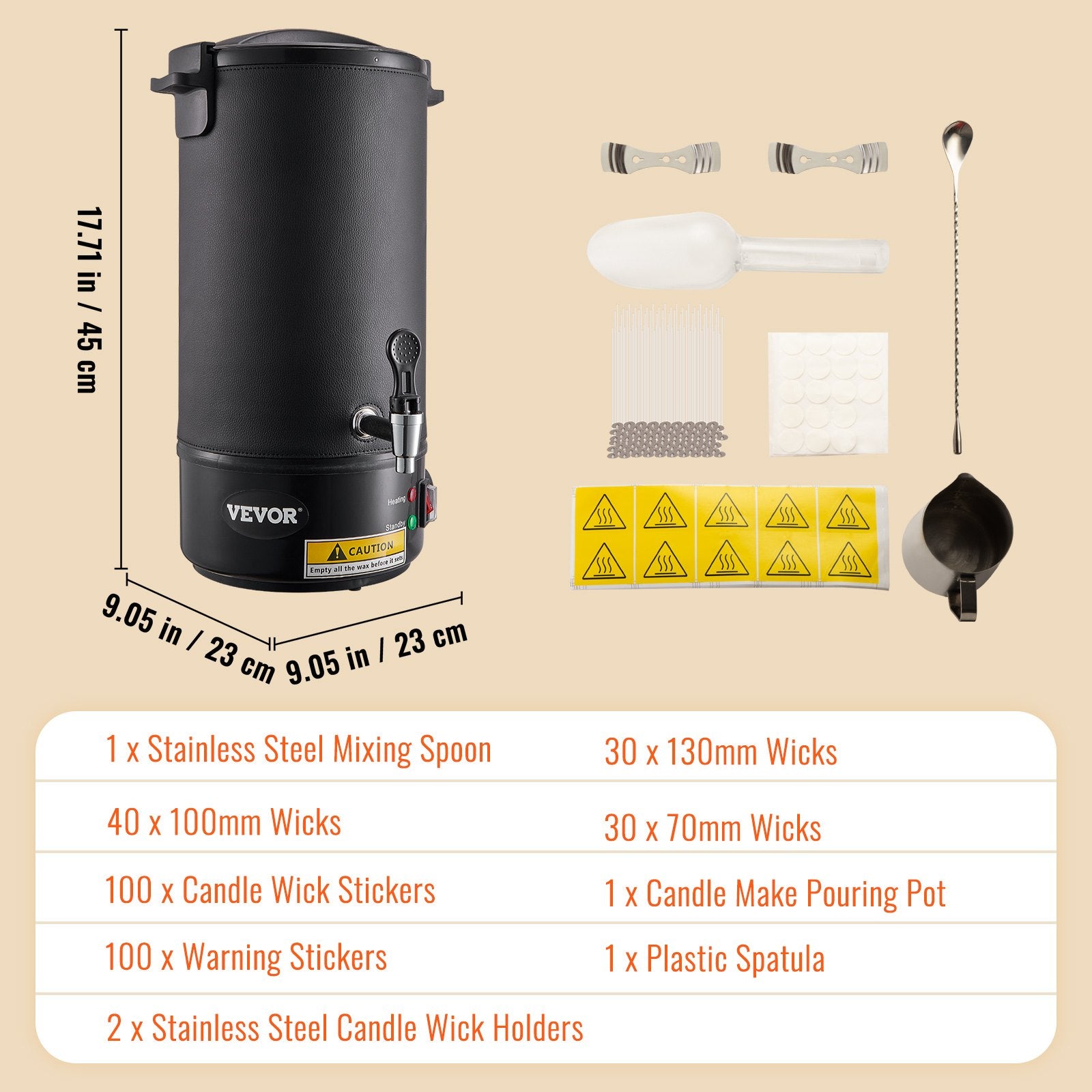 Wax Melter Electric 10 Liter Candle Making 9-Level Temp Control with Spout