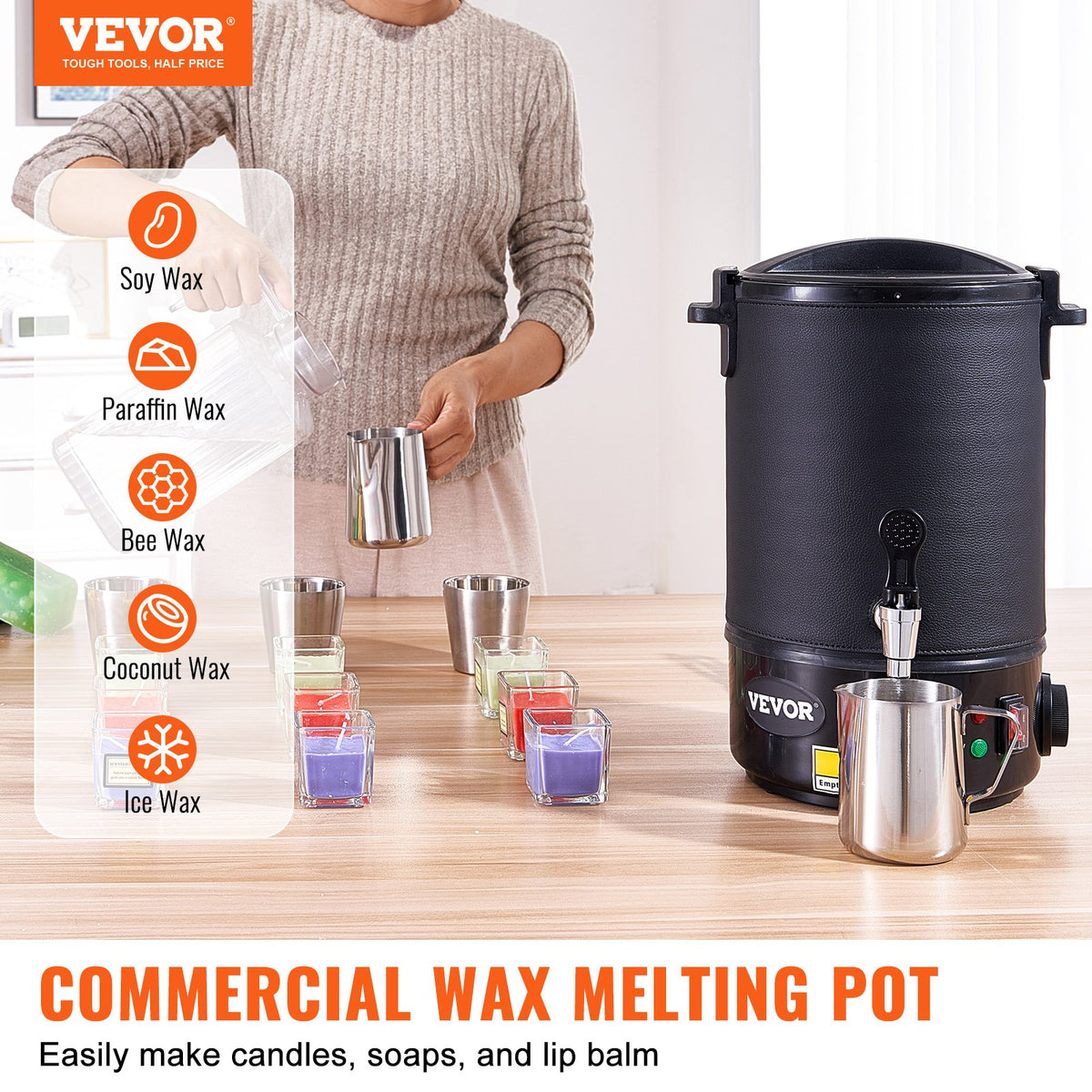 6.5 Liter Electric Wax Melter for Candle Making with 9-Level Temperature Control