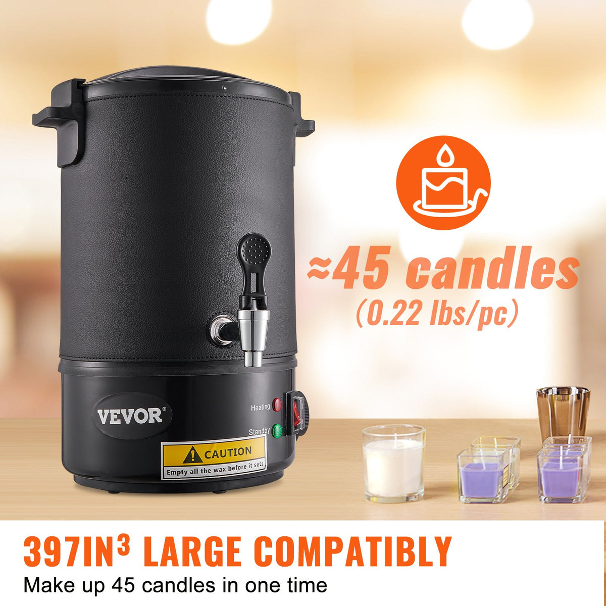 6.5 Liter Electric Wax Melter for Candle Making with 9-Level Temperature Control