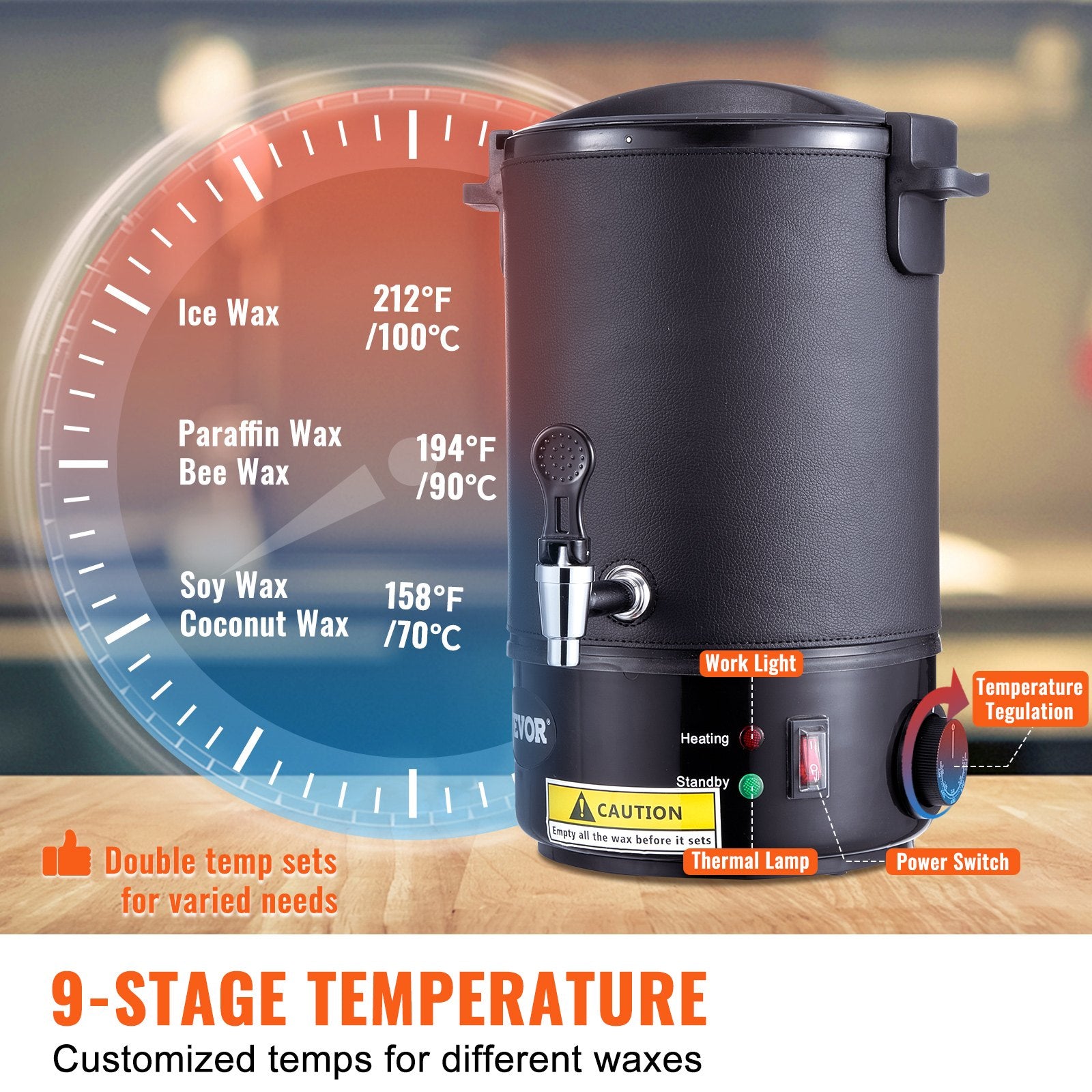 6.5 Liter Electric Wax Melter for Candle Making with 9-Level Temperature Control