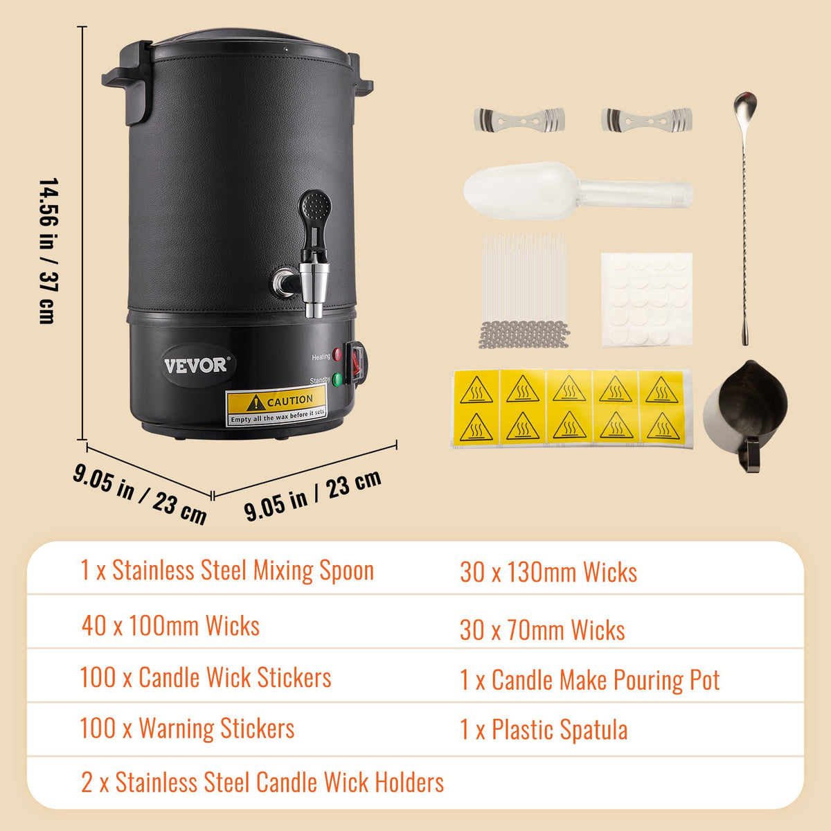 6.5 Liter Electric Wax Melter for Candle Making with 9-Level Temperature Control
