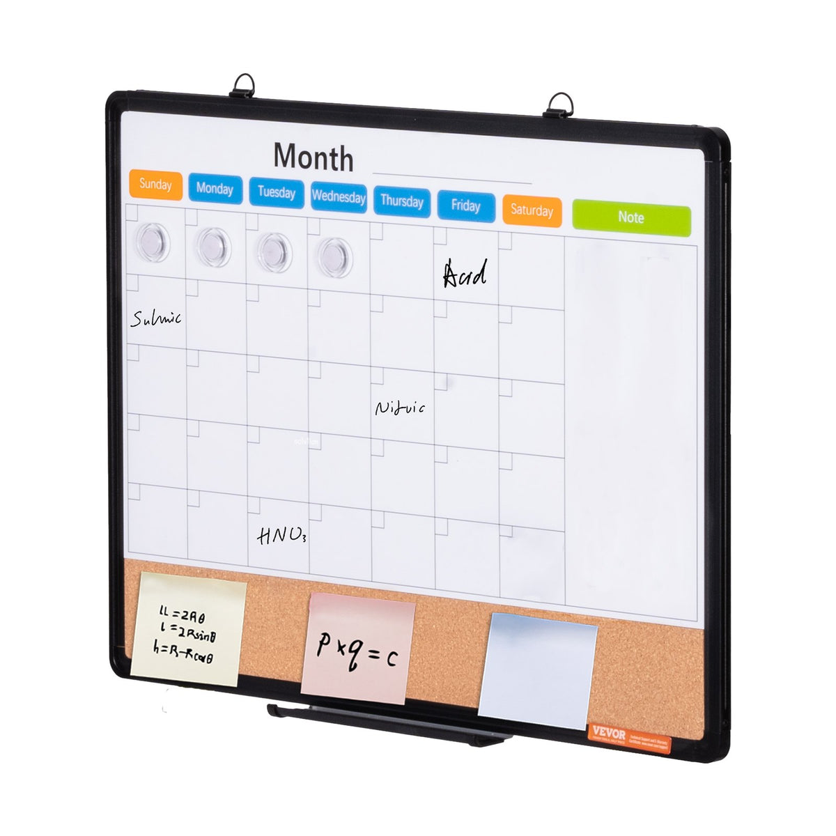 Monthly Calendar Whiteboard Cork Board Magnetic Dry Erase School Home 24"x18"