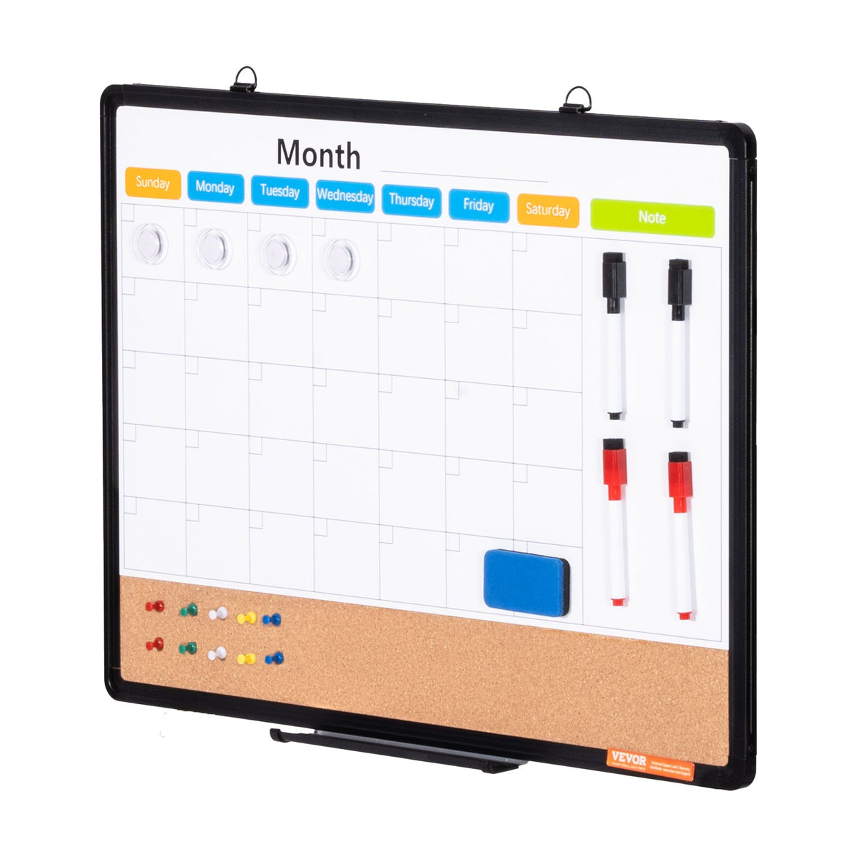Monthly Calendar Whiteboard Cork Board Magnetic Dry Erase School Home 24"x18"