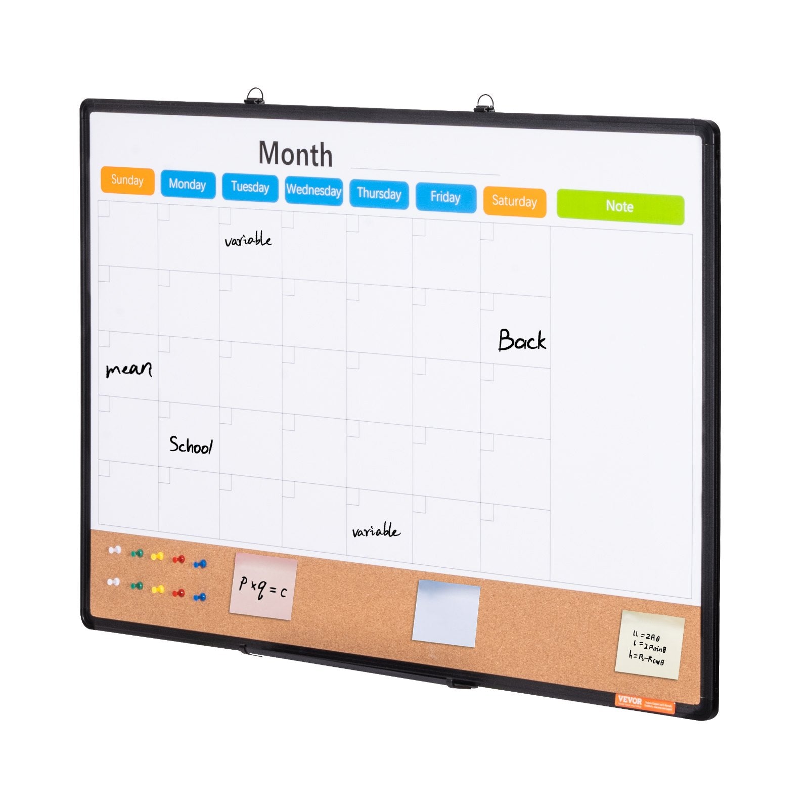 Monthly Calendar Whiteboard Cork Board Combo Magnetic Dry Erase 36"x24"