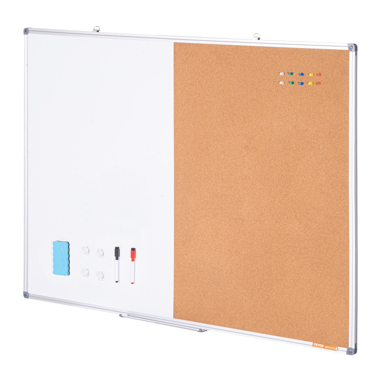 Whiteboard Cork Board Combo Aluminum Frame Magnetic Dry Erase 48"x36"