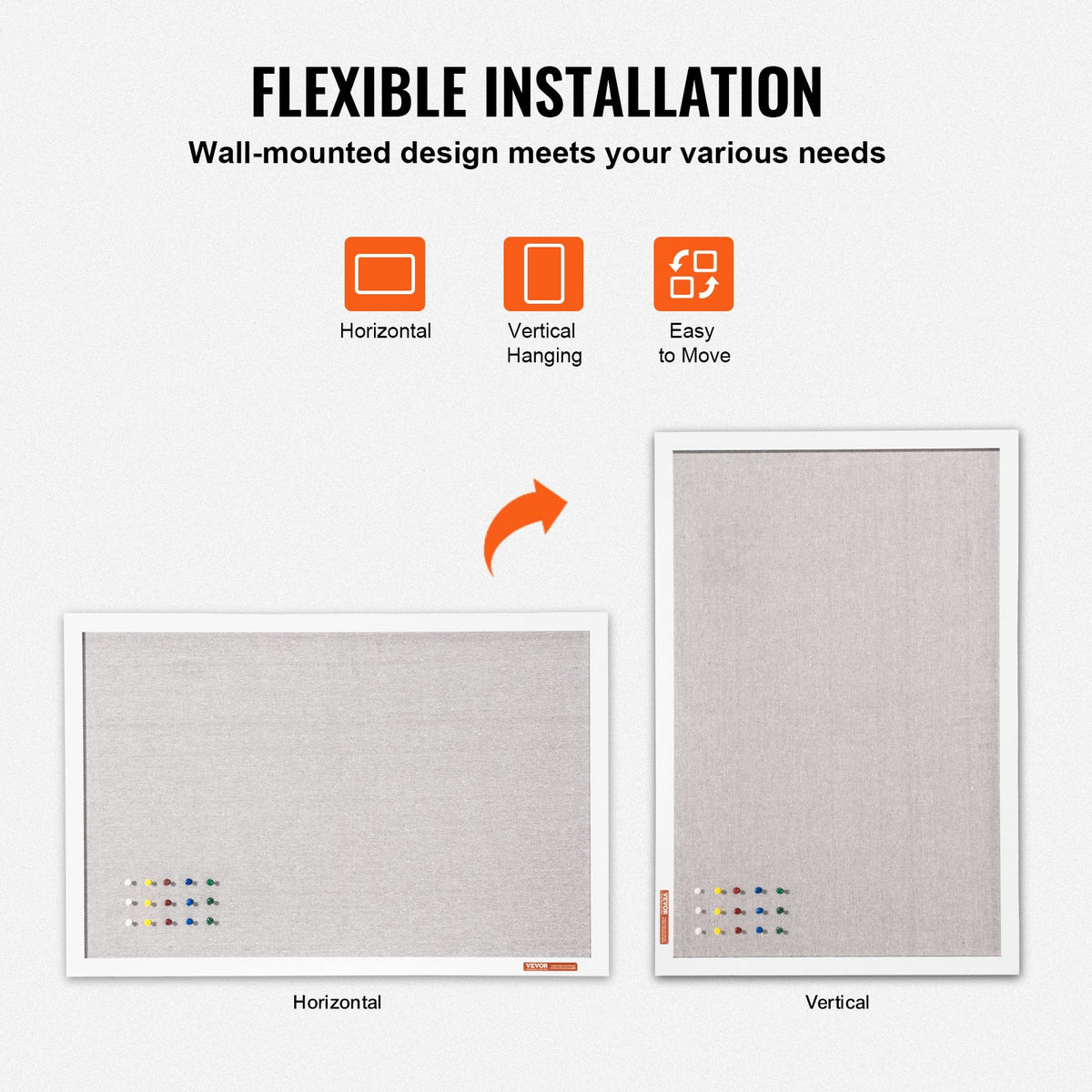 White Cork Board Linen Surface Wall-Mounted Bulletin Board 48"x36"