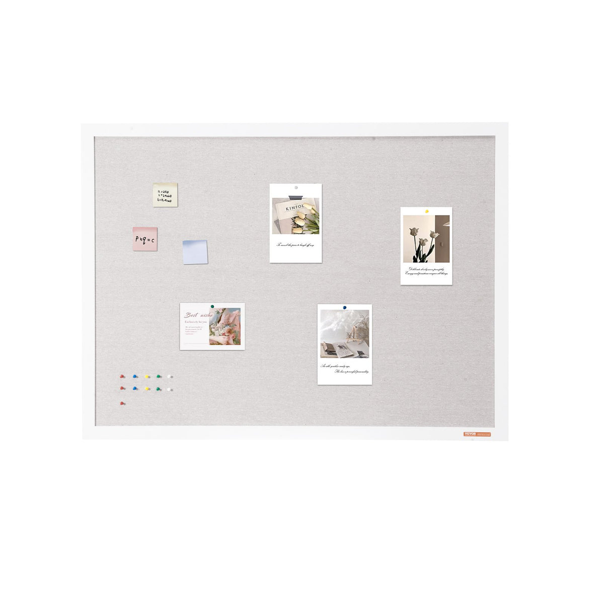 White Cork Board Linen Surface Wall-Mounted Bulletin Board 48"x36"