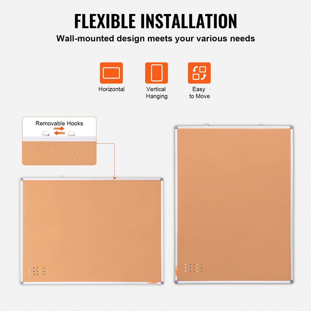 Large Cork Board Wall-Mounted Bulletin Pin Board School Home Office 48"x36"