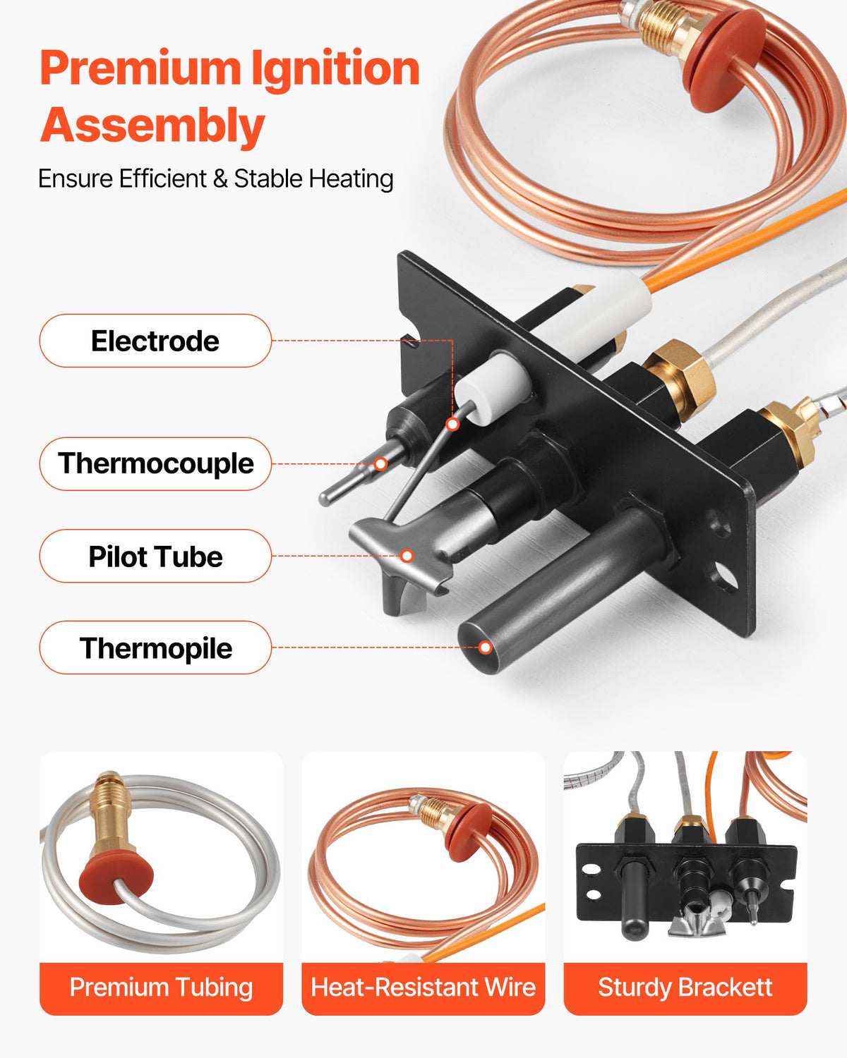 Gas Pilot Assembly OE 485-510A 4021-736 2103-010 Fireplace Gas Ignition Black