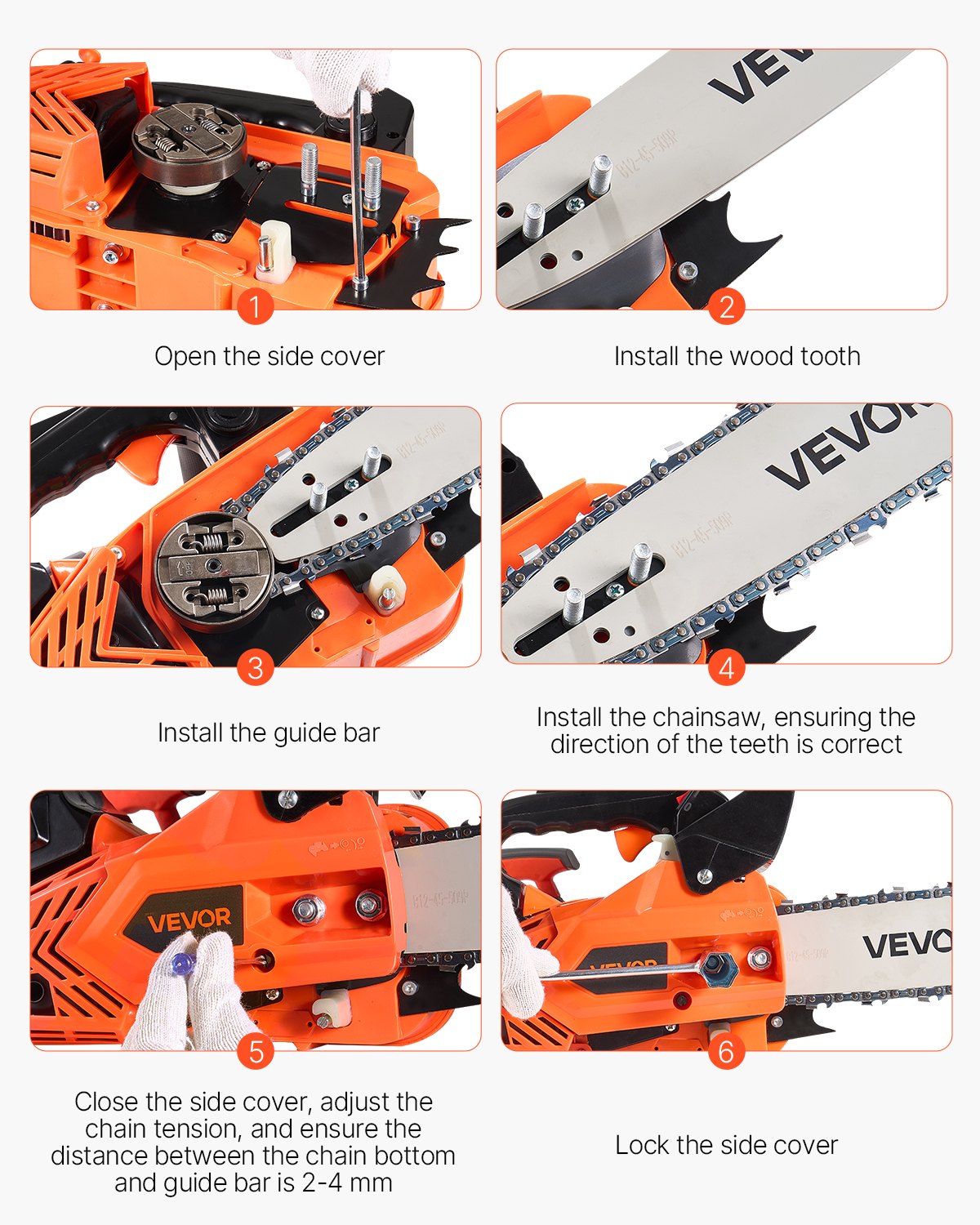 25cc Gas Chainsaw 305mm 0.75kW Dual Fuel Tanks Non-Slip Handle Wood Cutting