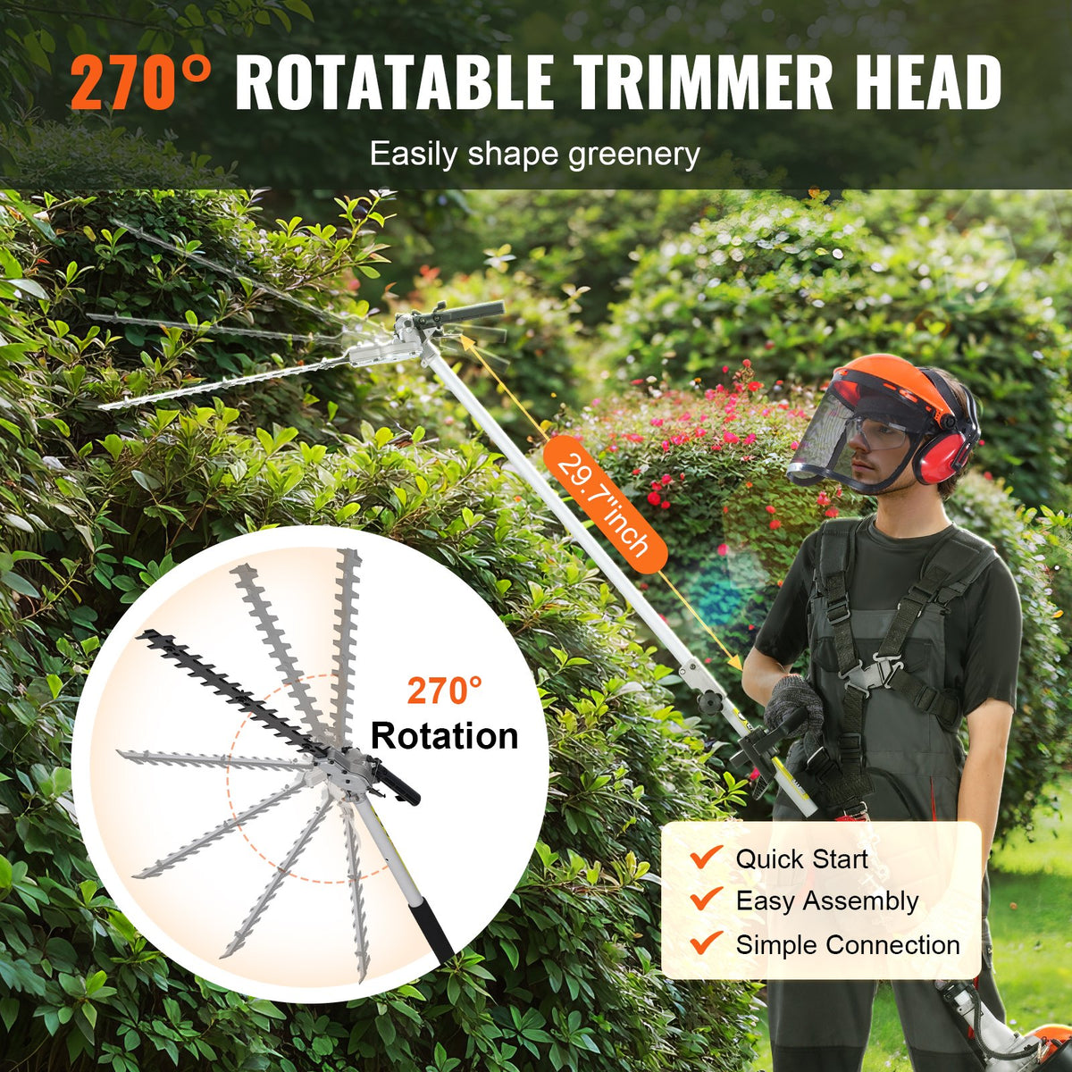 26CC Gas Hedge Trimmer 15.7-Inch 2 Cycle Dual Action Adjustable Head