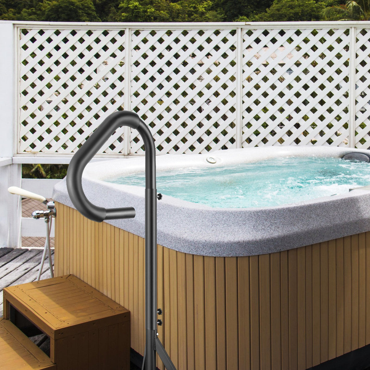 Hot Tub Handrail 360 Rotatable 48-63 Inch Adjustable Aluminum 600LBS