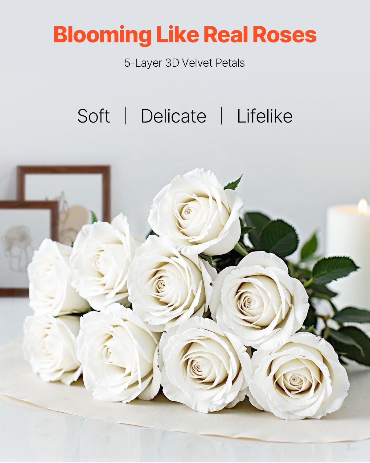 Artificial Flowers, 120pcs White Foam Roses Stems for DIY Wedding & Home Decor