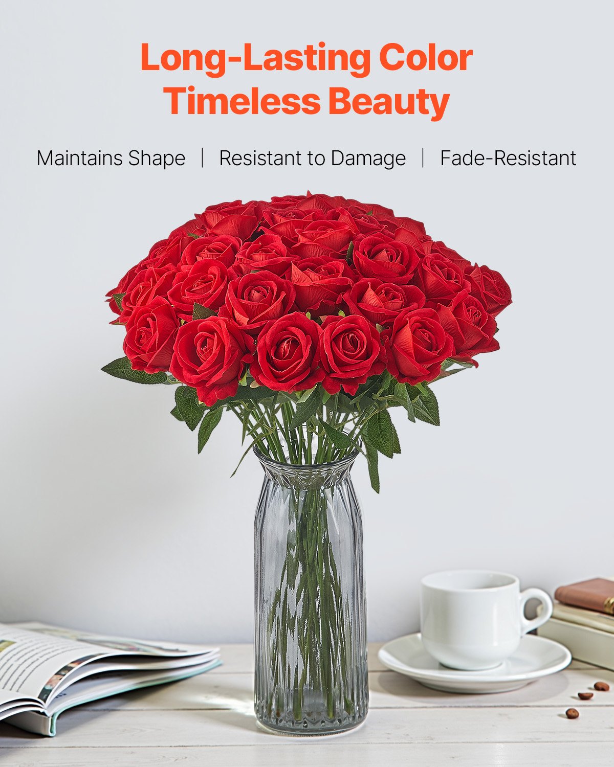 Artificial Flowers, 500pcs Red Foam Roses Stems for DIY Wedding & Home Decor
