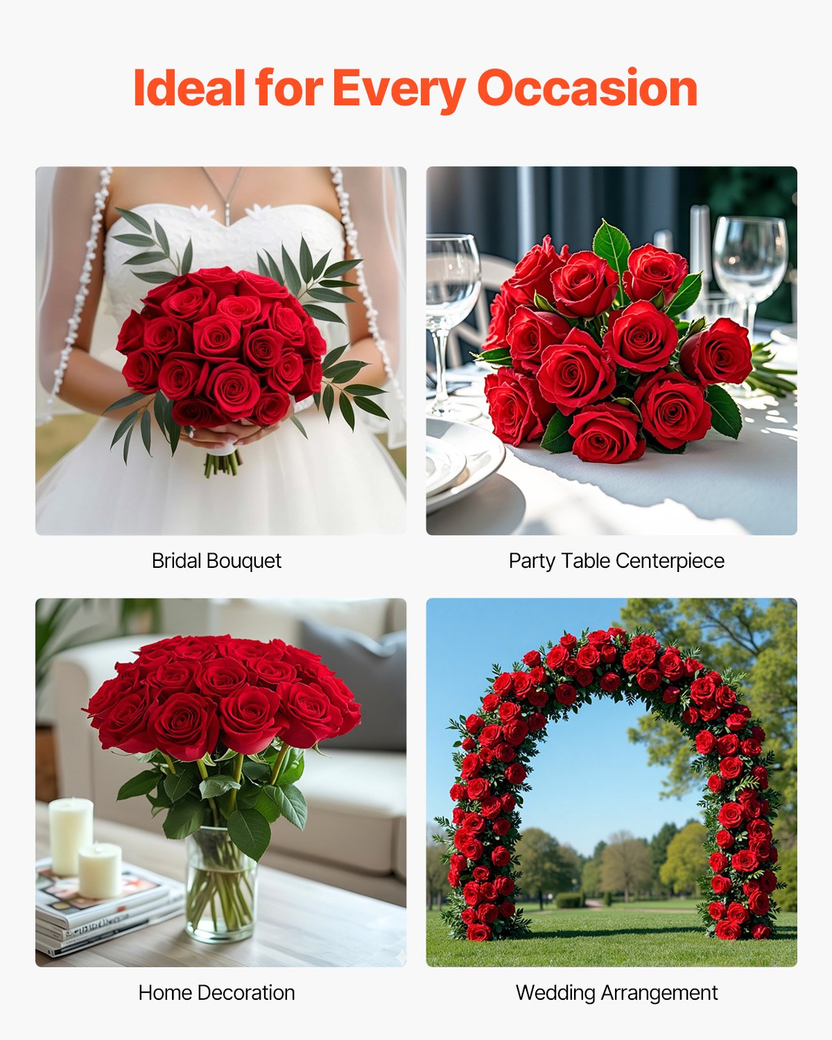 Artificial Flowers, 500pcs Red Foam Roses Stems for DIY Wedding & Home Decor