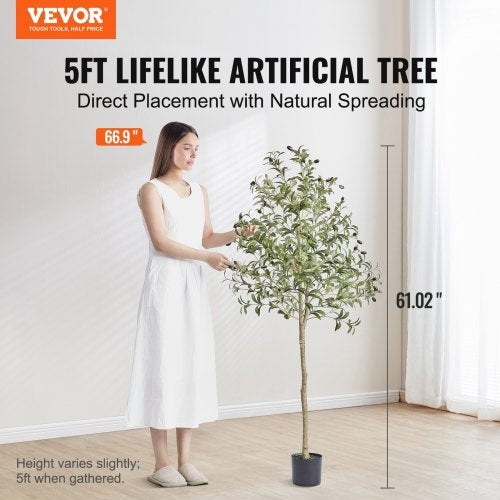 VEVOR 1550mm Artificial Olive Tree Lifelike Faux Potted Plant Home/Office Decor