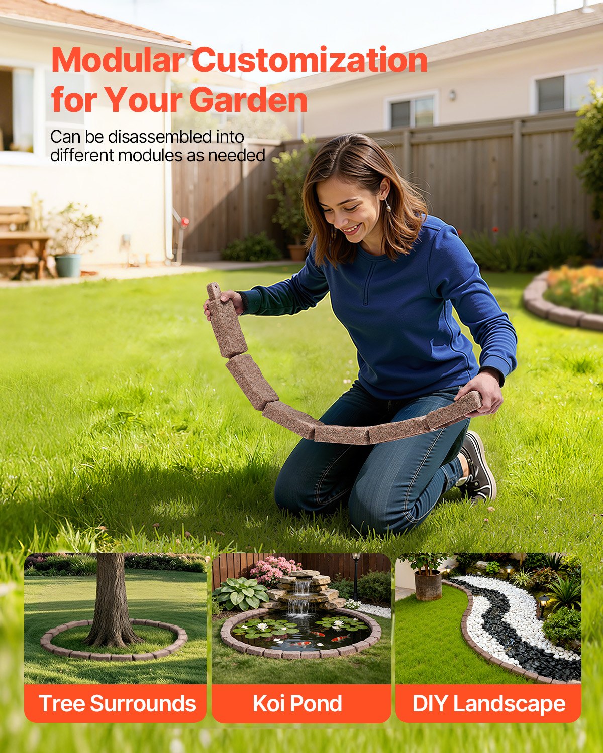 Faux Stone Landscape Edging 1180x95x57mm Garden Lawn Edging Walkway Brown
