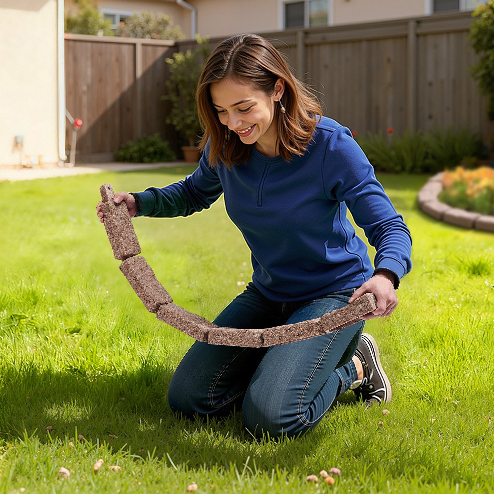 Faux Stone Landscape Edging 1180x95x57mm Garden Lawn Edging Walkway Brown