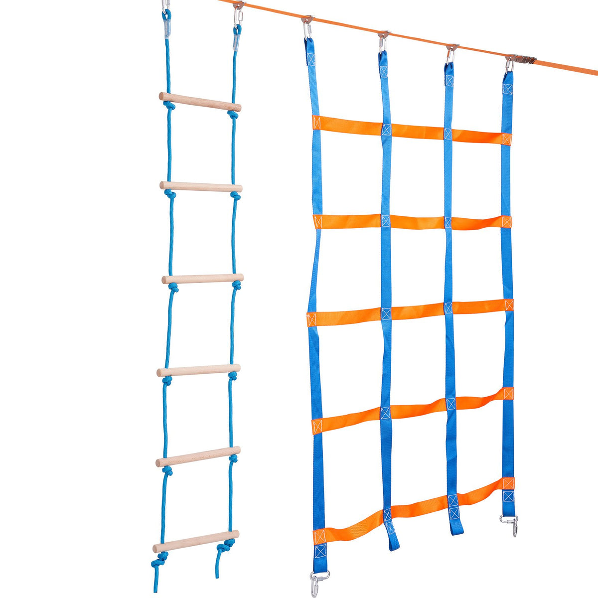 Ninja Warrior Obstacle Course for Kids 2x15.24m Slacklines 228kg 12 Obstacles