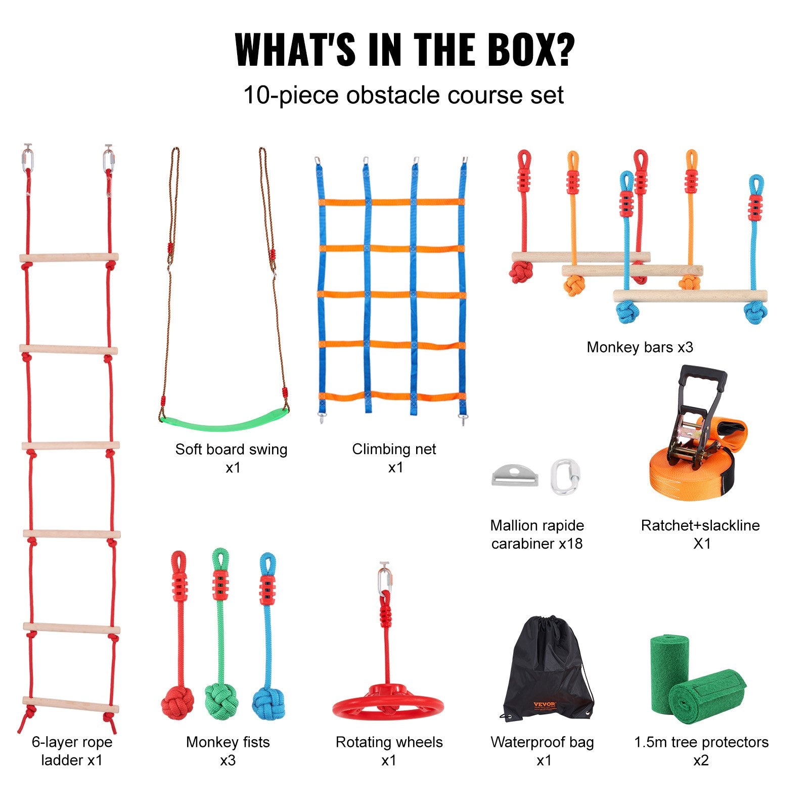 Ninja Warrior Obstacle Course for Kids 15.24m Slacklines 500lbs Monkey Line