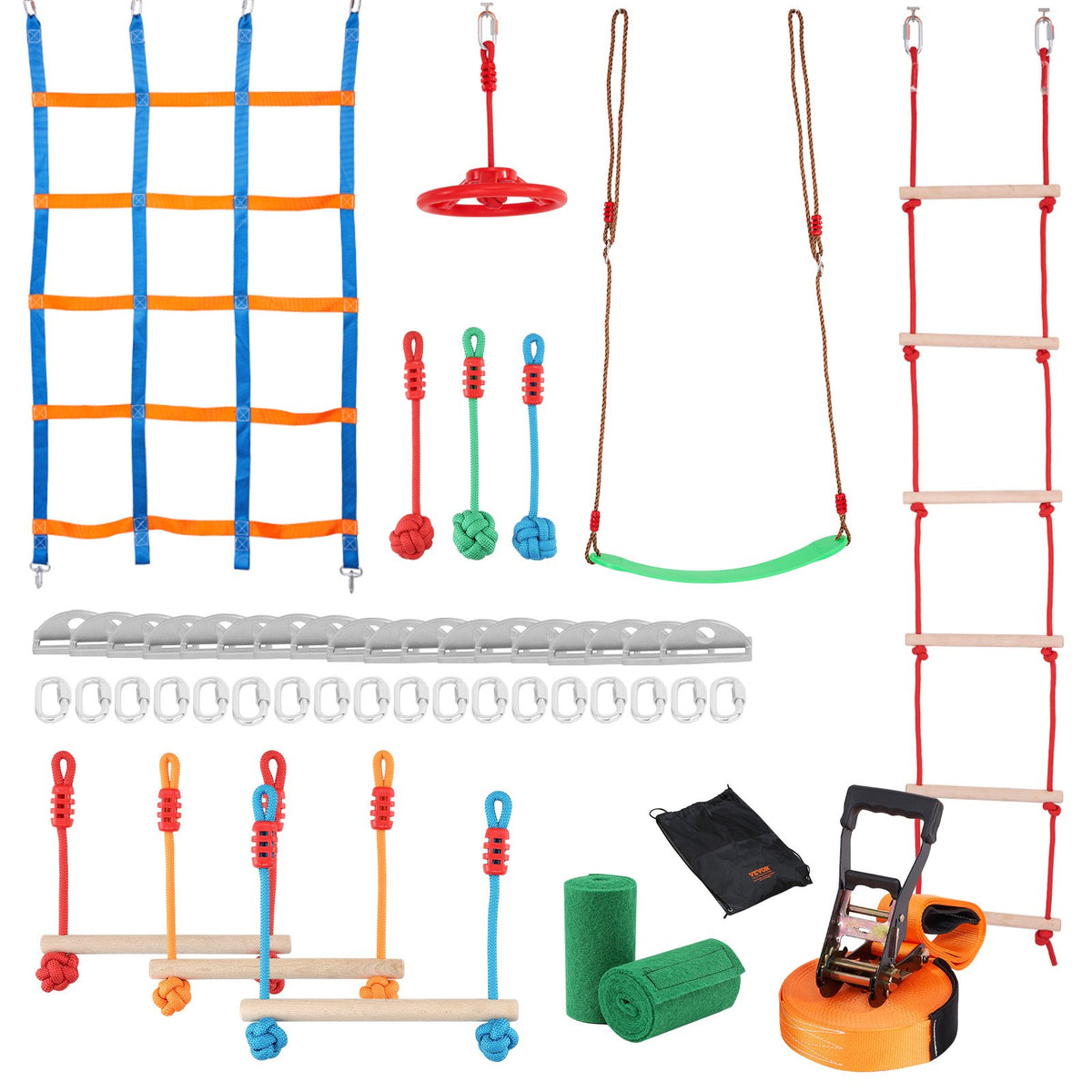 Ninja Warrior Obstacle Course for Kids 15.24m Slacklines 500lbs Monkey Line