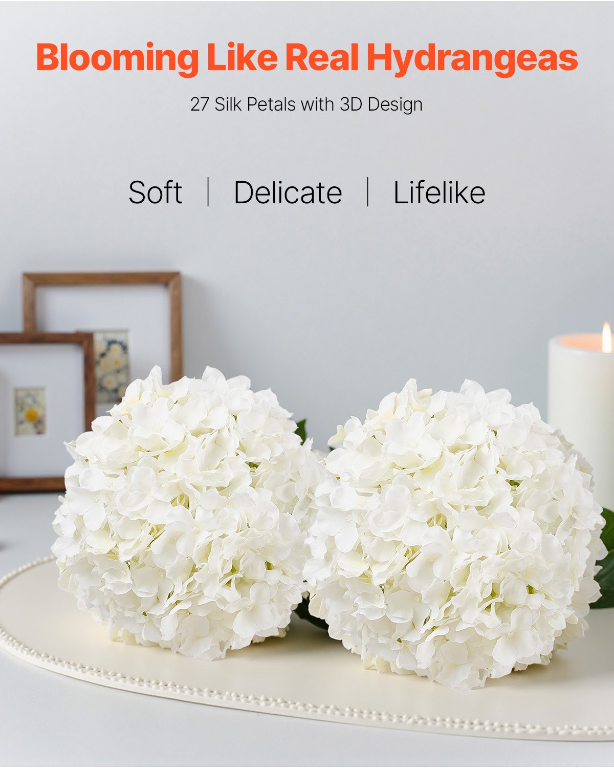 Artificial Flowers 305pcs White Silk Hydrangea Stems DIY Wedding Home Décor