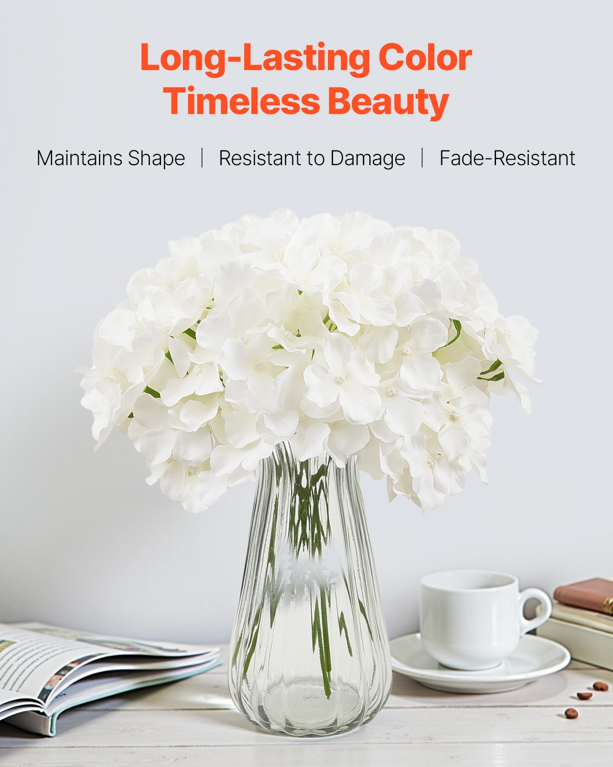 Artificial Flowers 65pcs White Silk Hydrangea Stems DIY Wedding Home Décor