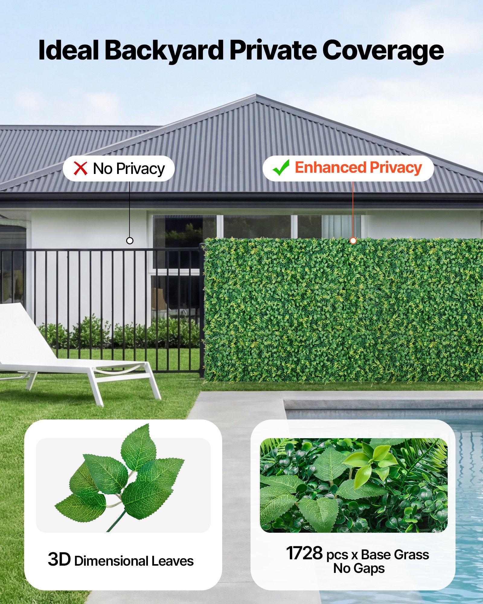 Artificial Plant Wall 4PCS 61x243.8cm Boxwood Panels Green Privacy Fence Indoor