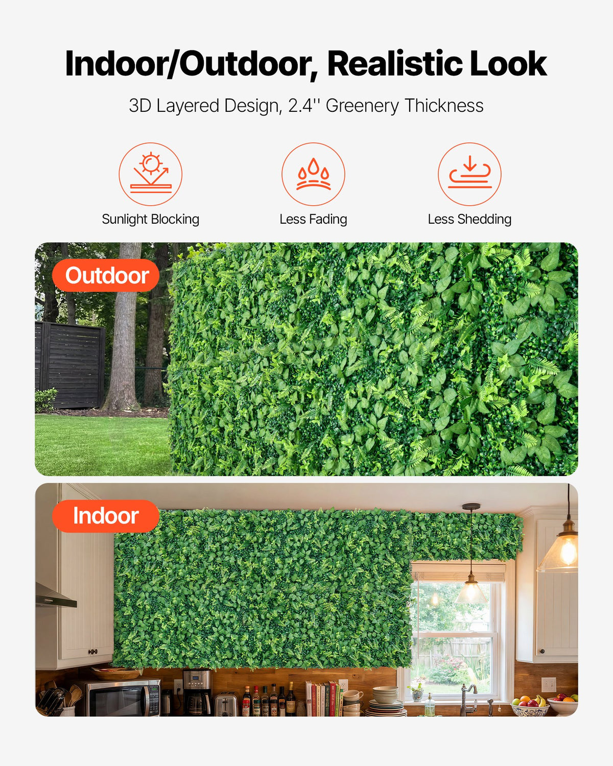 Artificial Plant Wall 4PCS 61x243.8cm Boxwood Panels Green Privacy Fence Indoor